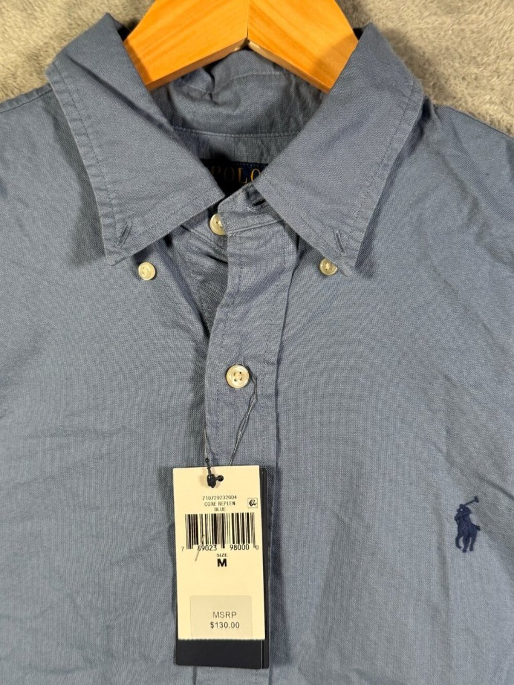 Polo Ralph Lauren Shirt Mens M Blue Classic Fit Garment Dyed Oxford $130